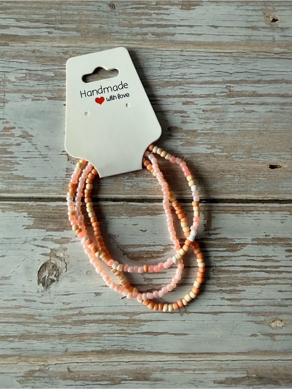 Orange jewelry Peach & Cream Beaded Stretch Bracelet Set, Bohemia style